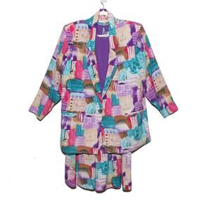 Vintage Culottes Shorts & Blazer Set Size Large Irwin Alan Made in USA